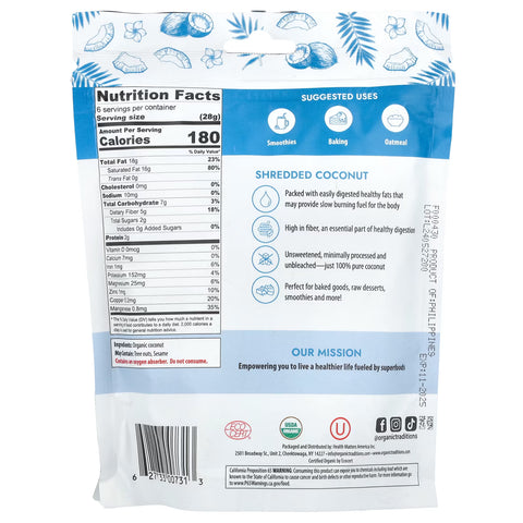Organic Traditions Shredded Coconut 190 grams