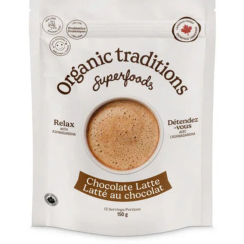 Organic Traditions Chocolate Latte with Ashwagandha and Probiotics 150g
