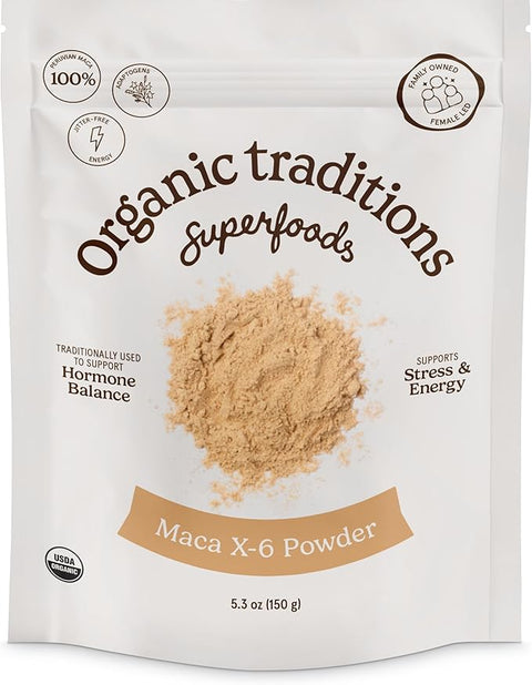 Organic Traditions Maca-X-6 Black and Red-Purple Powder 150 grams