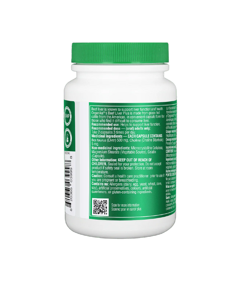 Organika Grass Fed Beef Liver Plus 500mg 90 Capsules