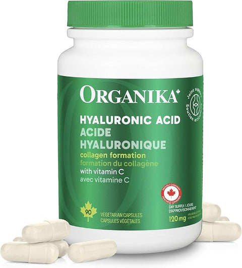 Organika Hyaluronic Acid 120mg + Vitamin C - Collagen Formation 90 Vegetarian Capsules