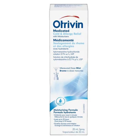 Otrivin Medicated Cold & Allergy Relief Moisturizing Formula Mist Spray (Various Sizes) - YesWellness.com