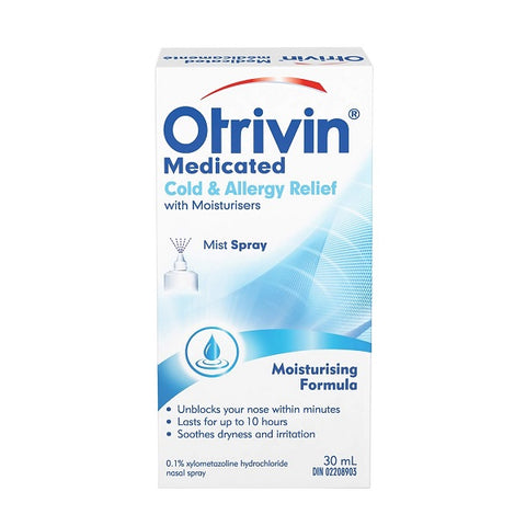 Otrivin Medicated Cold & Allergy Relief Moisturizing Formula Mist Spray 30mL