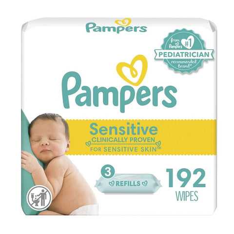 Pampers Sensitive Baby Wipes Refills 192 Wipes 