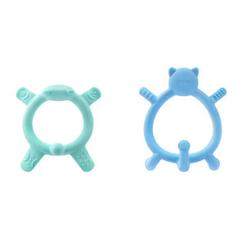 Pigeon Silicone Teether Set - Blue & Green