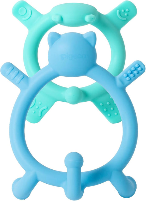 Pigeon Silicone Teether Set - Blue & Green