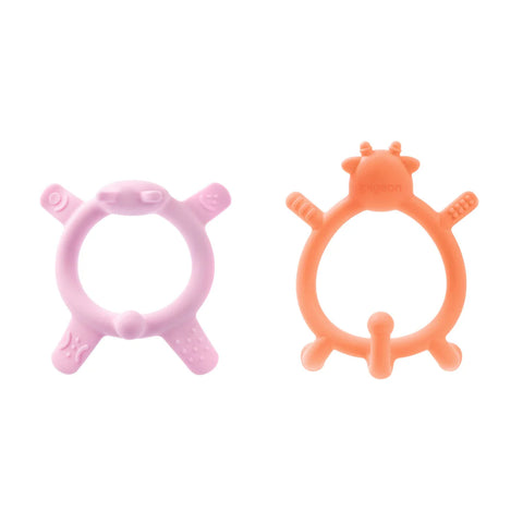Pigeon Silicone Teether Set - Pink & Orange