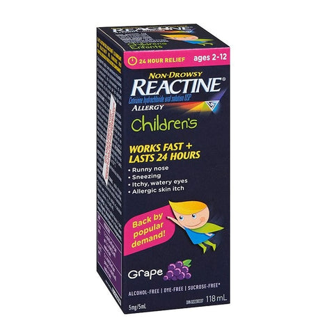 Reactine Allergy Childrens Oral Solution Grape 118mL