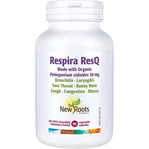 Expires May 2026 Clearance New Roots Herbal Respira ResQ Made with Organic Pelargonium sidoides 20mg 90 Vegetable Capsules
