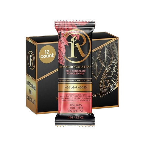 Ross Chocolates Milk Chocolate Sweetened with Stevia - Pack of 12 Bars