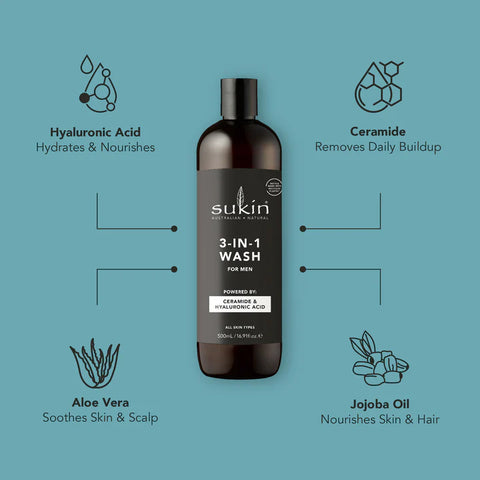 Sukin 3-in-1 Wash for Men 500mL