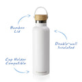 Santevia Stainless Steel White Water Bottle
