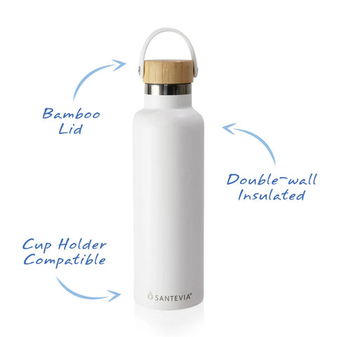 Santevia Stainless Steel White Water Bottle