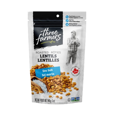Three Farmers Roasted Lentils 140g Sea Salt - Yeswellness