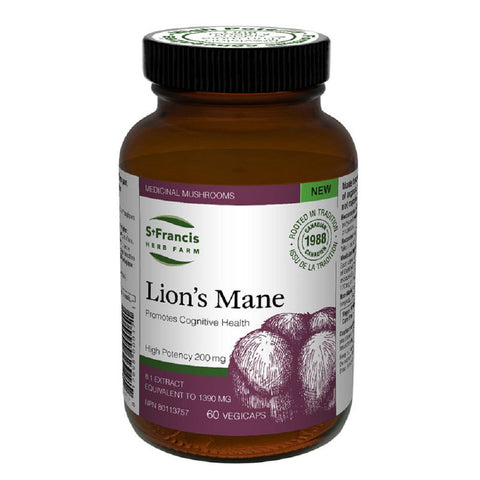 Expires April 2024 Clearance St. Francis Herb Farm Lion's Mane Promotes Cognitive Health 60 Capsules - YesWellness.com