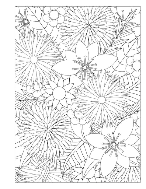 Stress Relief Flower Coloring Book For Adults