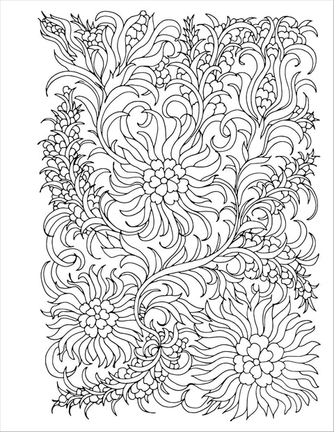 Stress Relief Flower Coloring Book For Adults