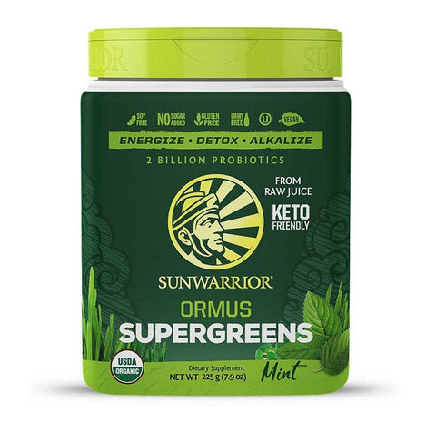 Expires April 2024 Clearance Sunwarrior Ormus Supergreens Mint 225g - YesWellness.com