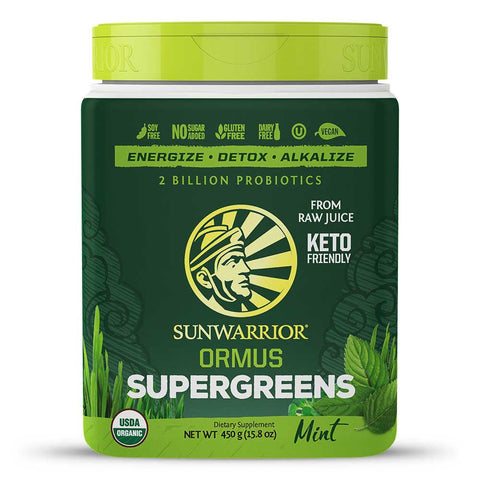 Expires April 2024 Clearance Sunwarrior Ormus Supergreens 2 Billion Probiotics 450g - Mint - YesWellness.com
