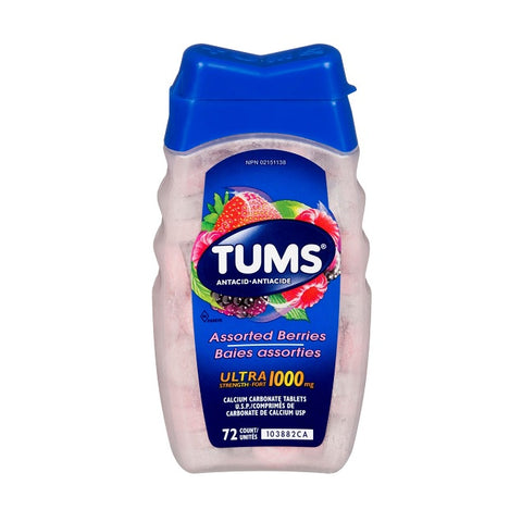 TUMS Ultra Strength Calcium Carbonate Assorted Berries 72 Tablets - YesWellness.com