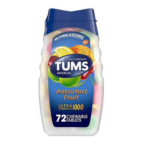 TUMS Ultra Strength Anacid Calcium Assorted Fruit Chewable Tablets 72