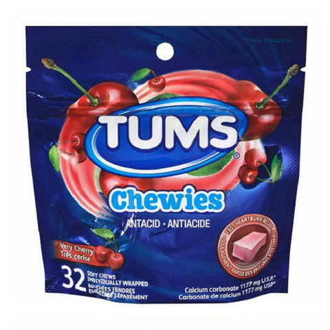 Expires January 2026 Clearance TUMS Chewies Antacid 32 Soft Chews Verry Cherry