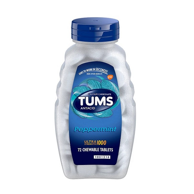 TUMS Ultra Strength Antacid Calcium Carbonate Peppermint Tablets