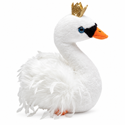 TY Beanie Babies Charmaine white swan plush toy with gold crown - Yeswellness.com