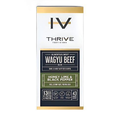 Thrive Provisions Wagyu Beef Bar Honey Lime & Black Pepper 12x43g