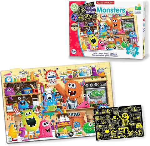 University Games Puzzle Doubles Glow in the Dark Monsters