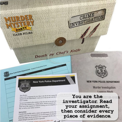 University Games Death by Chef's Knife Case Files Murder Mystery Party