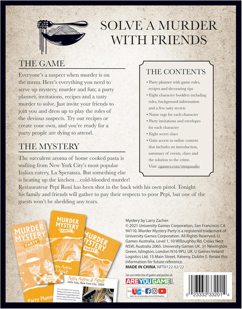 University Games Pasta, Passion & Pistols Murder Mystery Party