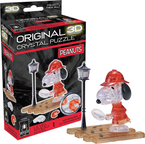 University Games Peanuts Snoopy Detective Original 3D Crystal Puzzle