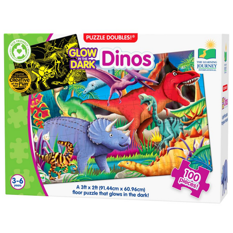 University Games Puzzle Doubles Dinos Glow in the Dark