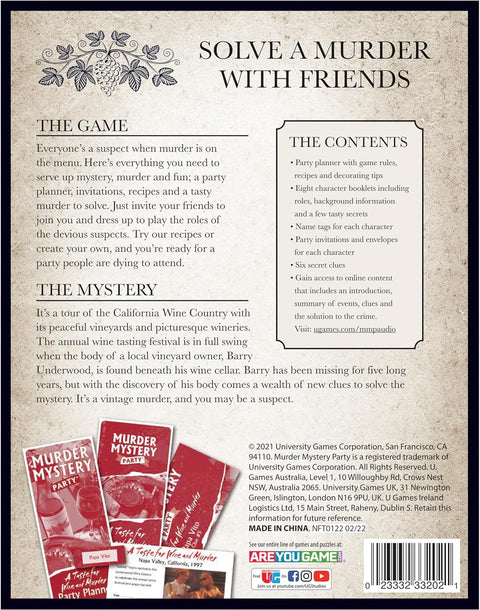 University Games A Taste for Wine and Murder - Murder Mystery Party
