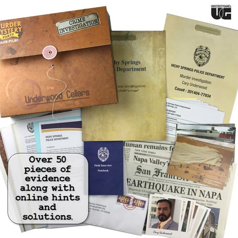 University Games Underwood Cellars Case Files Murder Mystery Party