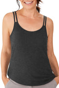 Amoena Valletta Tank Top with Built-in Mastectomy Bra - Charcoal - YesWellness.com