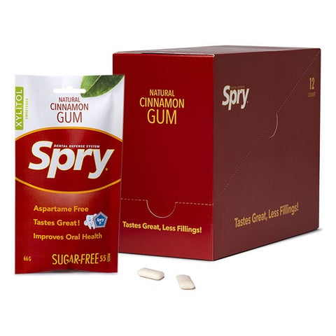 Xlear Spry Sugar-Free Xylitol Chewing Gum Cinnamon  55 count for 12 pack