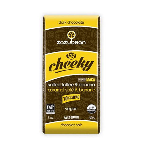 Zazubean Cheeky Dark Chocolate Salted Vegan Toffee & Banana 70% Cacao 85g
