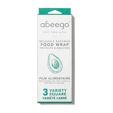 Abeego The Reusable Beeswax Food Wrap 3 Variety Square