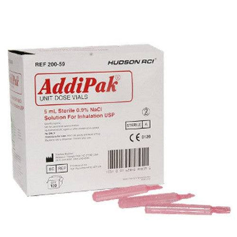 Addipak Saline Sodium Solution Unit Dose Vials 5ml Red Box of 100 - YesWellness.com