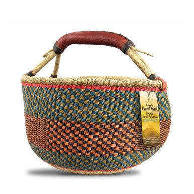 Alaffia Handwoven Authentic African Grass Basket - Round with 1 Handle - YesWellness.com
