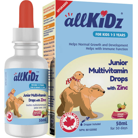 Expires February 2026 Clearance allKiDz Junior Multivitamin Drops with Zinc 50mL