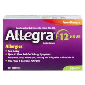 Allegra Allergies Non-Drowsy 12HR 60mg - 36 Tablets - YesWellness.com