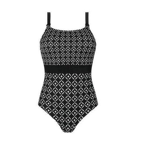 Amoena Asian Garden One-Piece Swimsuit - Black & Star White, 08B - YesWellness.com