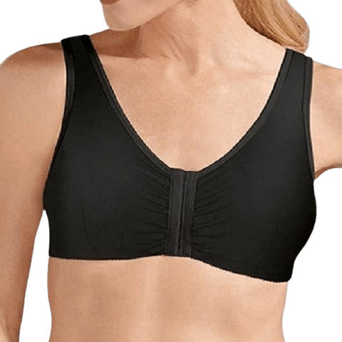 Amoena Frances Soft Cup Front Fastening Post Surgical Bra - Black - YesWellness.com