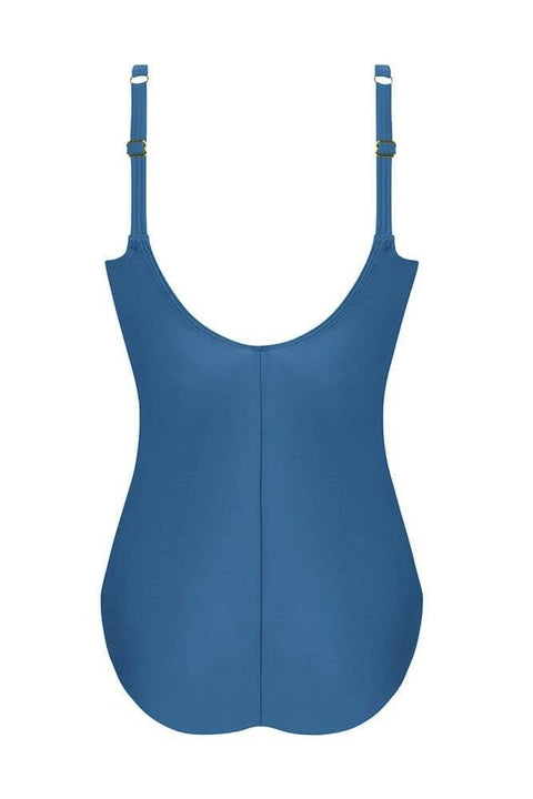 Amoena Modern Jungle Half Bodice Swimsuit - Twilight Blue/Leafy Green - YesWellness.com