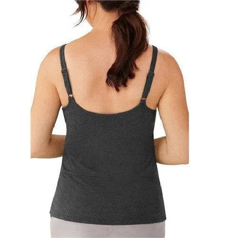 Amoena Valletta Tank Top with Built-in Mastectomy Bra - Charcoal - YesWellness.com