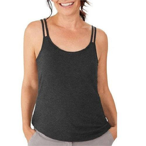 Amoena Valletta Tank Top with Built-in Mastectomy Bra - Charcoal - YesWellness.com