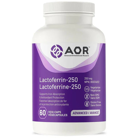 Expires August 2024 Clearance AOR Lactoferrin-250 mg 60 Vegi-Caps - YesWellness.com